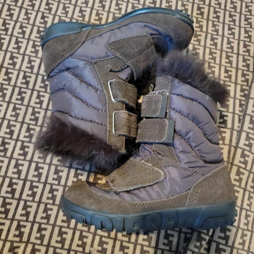 Diesel Kids Chocolate Brown Fur Boots - Picture 9 of 11